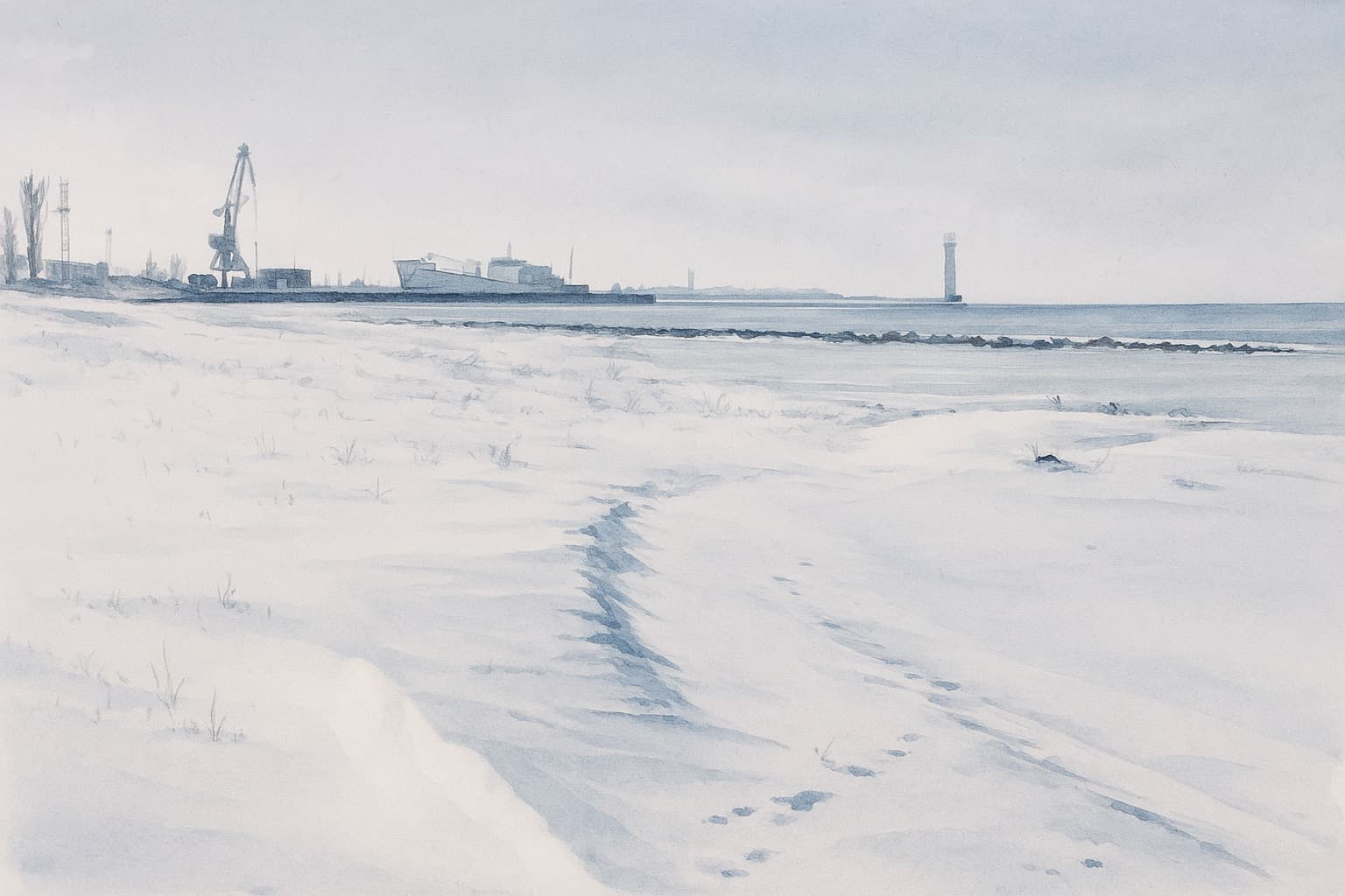 Приморско-Ахтарск №10. Заснеженное побережье Азовского моря