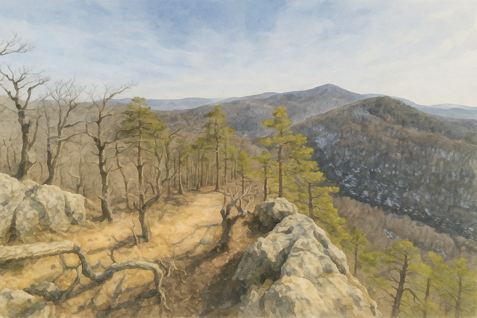 Планческие скалы №10. По гребню хребта от скал к старой турбазе